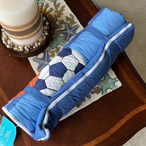 Brand New Living Quarters Kids Sleeping Bag Blue Sports Zippered Cotton Rollup - Picture 4 of 16
